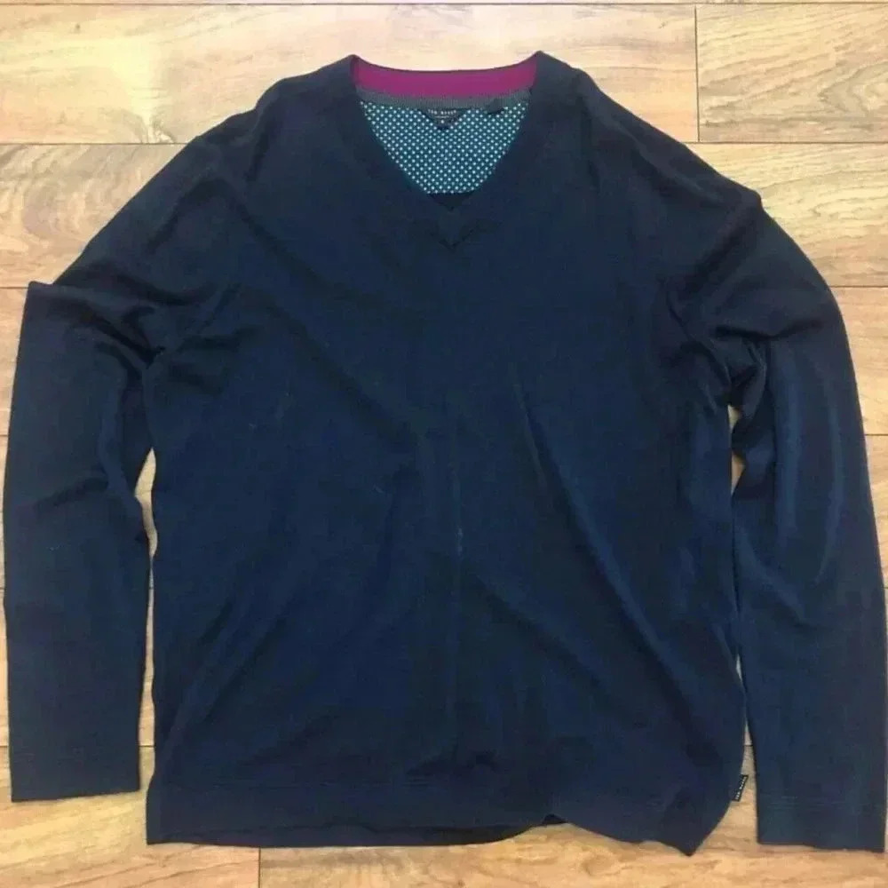Ted Baker Men’s Blue V-neck Sweater - US 2XL / UK 6